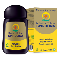 Confezione da 180 compresse di Spirulina Marcus Rohrer integratore ricostituente.