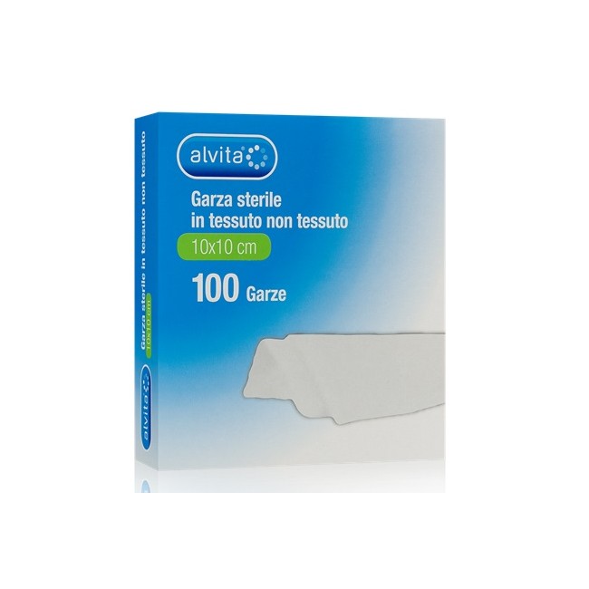 ALVITA GARZA STERILE IN TESSUTO NON TESSUTO 10X10CM 100 PEZZI ALVITA GARZA STERILE IN TESSUTO NON TESSUTO 10X10CM 100 PEZZI