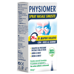 PHYSIOMER SPRAY NASALE SINUSITE 2 PEZZI 1 FLACONE DA 50 MG DI ESTRATTO DI CICLAMINO NATURALE LIOFILIZZATO + 1 FIALE DA 5 ML DI S