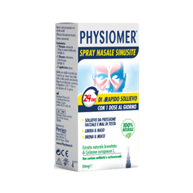 PHYSIOMER SPRAY NASALE SINUSITE 2 PEZZI 1 FLACONE DA 50 MG DI ESTRATTO DI CICLAMINO NATURALE LIOFILIZZATO + 1 FIALE DA 5 ML DI S PHYSIOMER SPRAY NASALE SINUSITE 2 PEZZI 1 FLACONE DA 50 MG DI ESTRATTO DI CICLAMINO NATURALE LIOFILIZZATO + 1 FIALE DA 5 ML DI S