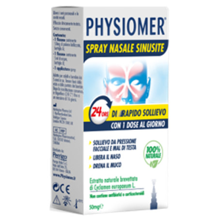 PHYSIOMER SPRAY NASALE SINUSITE 2 PEZZI 1 FLACONE DA 50 MG DI ESTRATTO DI CICLAMINO NATURALE LIOFILIZZATO + 1 FIALE DA 5 ML DI S PHYSIOMER SPRAY NASALE SINUSITE 2 PEZZI 1 FLACONE DA 50 MG DI ESTRATTO DI CICLAMINO NATURALE LIOFILIZZATO + 1 FIALE DA 5 ML DI S