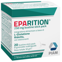 Confezione da 20 bustine orosolubili di Eparition integratore antiossidante e disintossicante.