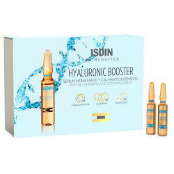 Confezione da 10 fiale di Isdinceutics Hyaluronic Booster siero viso antirughe concentrato.
