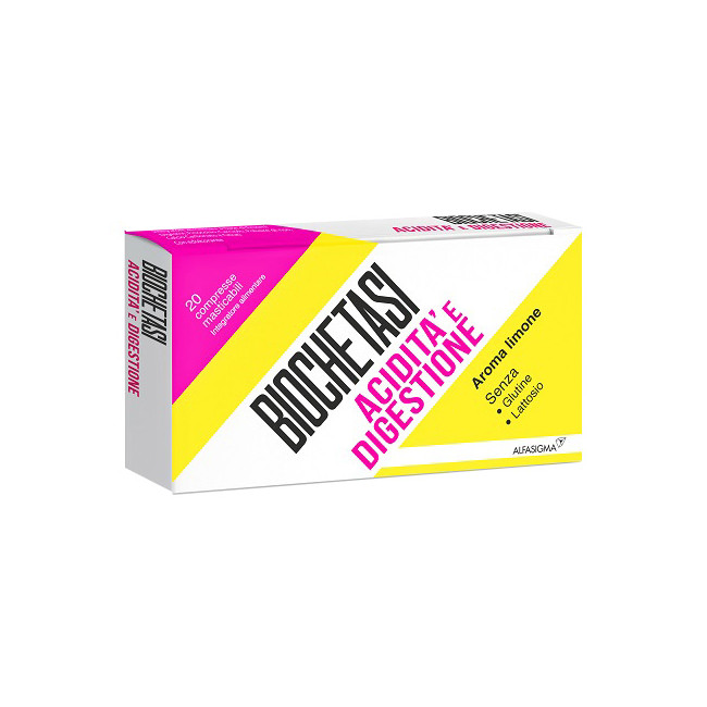 BIOCHETASI ACIDITA' E DIGESTIONE 20 COMPRESSE MASTICABILI AROMA LIMONE BIOCHETASI ACIDITA' E DIGESTIONE 20 COMPRESSE MASTICABILI AROMA LIMONE