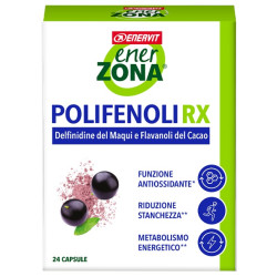 Confezione da 24 capsule di Enerzona Polifenoli Rx, integratore antiossidante utile contro stanchezza ed affaticamento.