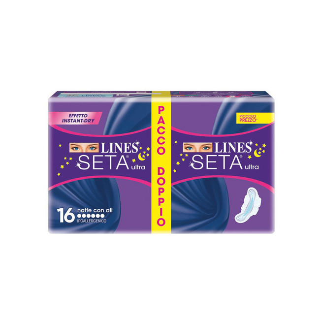 LINES SETA ULTRA ASSORBENTE NOTTE 16 PEZZI LINES SETA ULTRA ASSORBENTE NOTTE 16 PEZZI