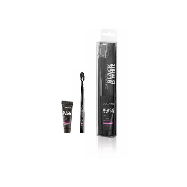 CURAPROX BLACK IS WHITE DENTIFRICI SBIANCANTI 1 DENTIFRICIO DA 10ML + 1 SPAZZOLINO CURAPROX BLACK IS WHITE DENTIFRICI SBIANCANTI 1 DENTIFRICIO DA 10ML + 1 SPAZZOLINO