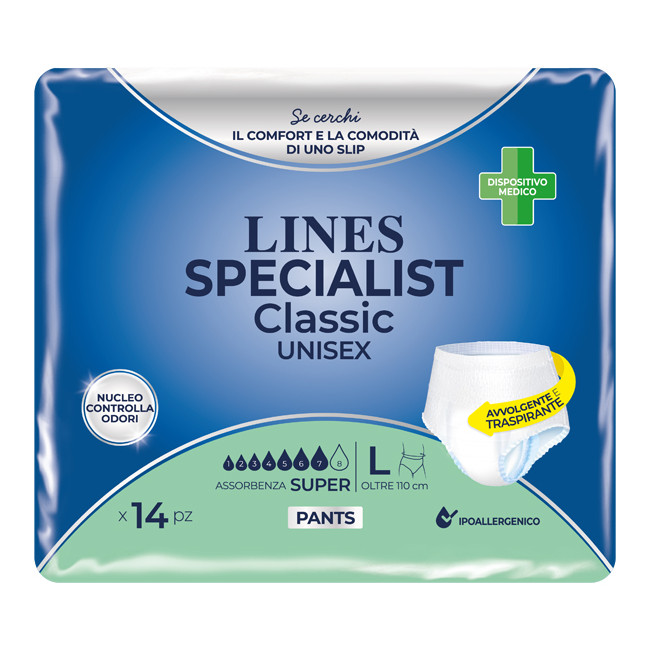 PANNOLONE A MUTANDA LINES SPECIALIST CLASSIC PANTS SUPER L 14 PEZZI
