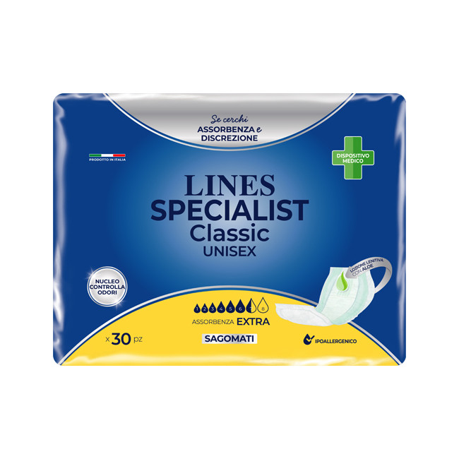 PANNOLONE LINES SPECIALIST CLASSIC SAGOMATO EXTRA 30 PEZZI PANNOLONE LINES SPECIALIST CLASSIC SAGOMATO EXTRA 30 PEZZI