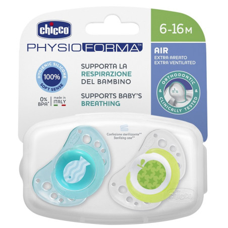 CHICCO SUCCHIETTO AIR BOY IN SILICONE 6-16 MESI 2 PEZZI CHICCO SUCCHIETTO AIR BOY IN SILICONE 6-16 MESI 2 PEZZI