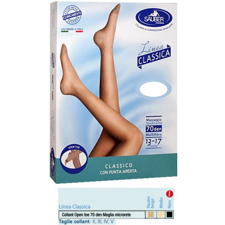 SAUBER COLLANT OPEN TOE MAGLIA MICRORETE 70 DEN COLORE NEUTRO BEIGE TAGLIA 2 LINEA CLASSICA