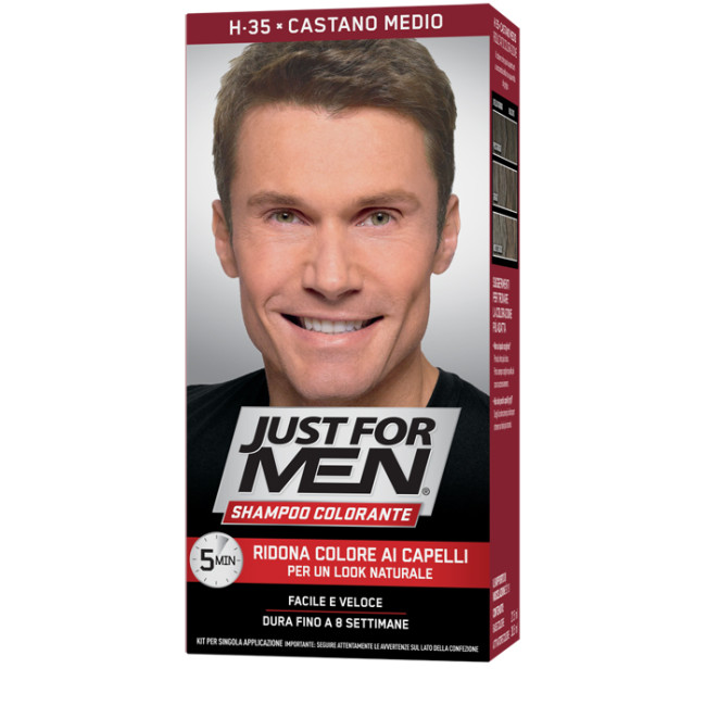 JUST FOR MEN SHAMPOO COLORANTE H35 CASTANO MEDIO ATTIVATORE CHIARO 38,5 ML + BASE COLORE 27,5 ML JUST FOR MEN SHAMPOO COLORANTE H35 CASTANO MEDIO ATTIVATORE CHIARO 38,5 ML + BASE COLORE 27,5 ML