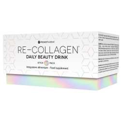 Confezione risparmio da 60 bustine liquide di Re-Collagen daily beauty drink integratore per unghie pelle e capelli.