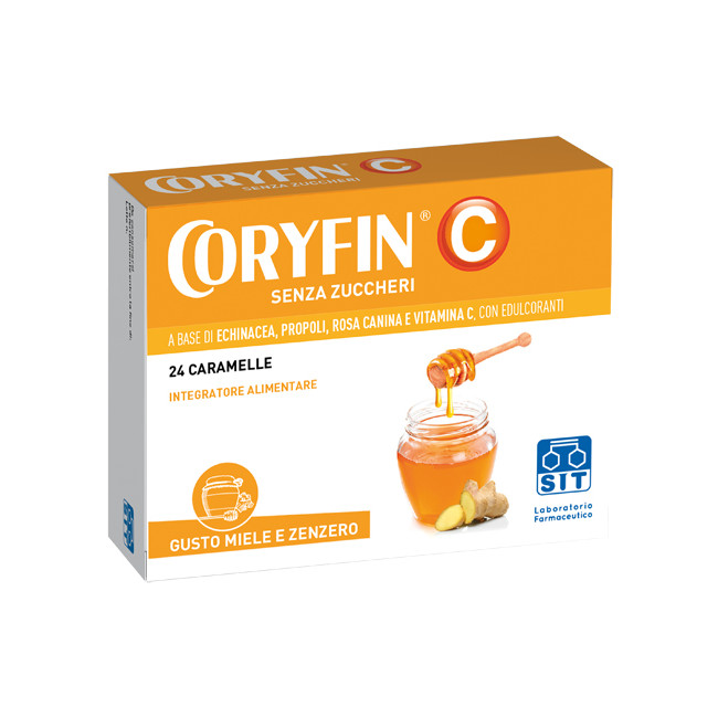 CORYFIN C SENZA ZUCCHERO MIELE ZENZERO 24 CARAMELLE CORYFIN C SENZA ZUCCHERO MIELE ZENZERO 24 CARAMELLE