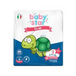 PANNOLINI BABYSTAR SLIM 4/9KG TAGLIA 3 MIDI 20 PEZZI
