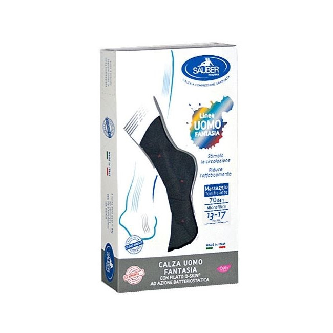 SAUBER CALZA UOMO FANTASIA Q-SKIN 70 DEN BLU POIS ROSSI TAGLIA G SAUBER CALZA UOMO FANTASIA Q-SKIN 70 DEN BLU POIS ROSSI TAGLIA G
