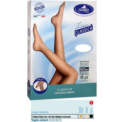 SAUBER COLLANT OPEN TOE MAGLIA MICRORETE 140 DEN COLORE NERO TAGLIA 3 LINEA CLASSICA