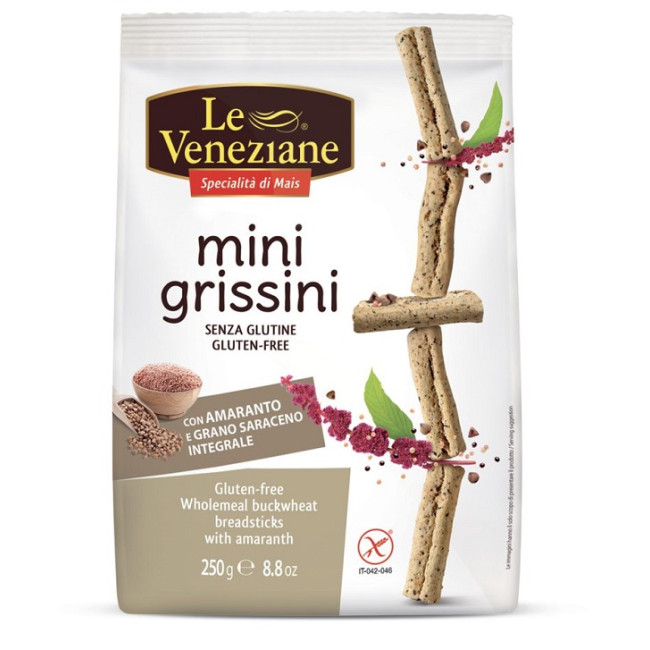 LE VENEZIANE MINIGRISSINI GRANO SARACENO INTEGRALE CON AMARANTO 250 G LE VENEZIANE MINIGRISSINI GRANO SARACENO INTEGRALE CON AMARANTO 250 G