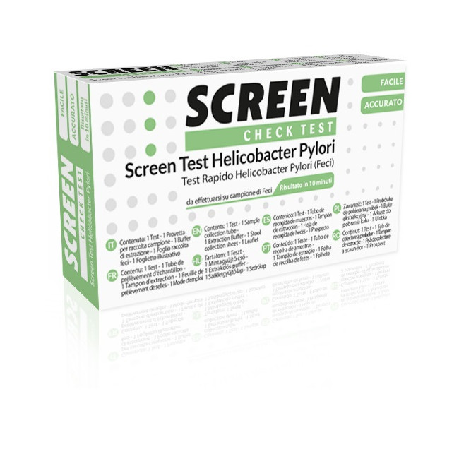 TEST RAPIDO PER L'INDIVIDUAZIONE DEGLI ANTIGENI HELICOBACTER PYLORI NELLE FECI UMANE SCREEN CHECK TEST HELICOBACTER/PYLORI TEST RAPIDO PER L'INDIVIDUAZIONE DEGLI ANTIGENI HELICOBACTER PYLORI NELLE FECI UMANE SCREEN CHECK TEST HELICOBACTER/PYLORI
