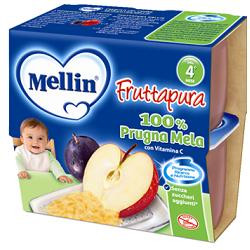 MELLIN FRUTTA PURA PRUGNA MELA 100 G 4 PEZZI