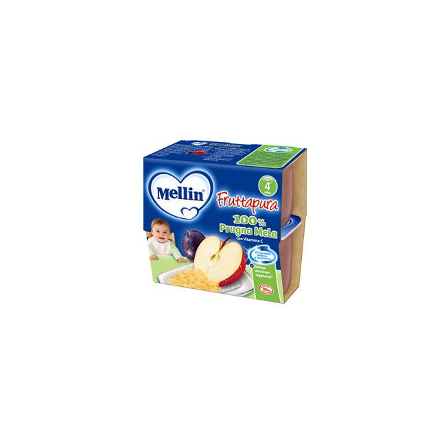 MELLIN FRUTTA PURA PRUGNA MELA 100 G 4 PEZZI MELLIN FRUTTA PURA PRUGNA MELA 100 G 4 PEZZI