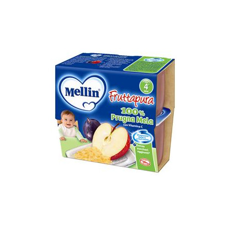 MELLIN FRUTTA PURA PRUGNA MELA 100 G 4 PEZZI MELLIN FRUTTA PURA PRUGNA MELA 100 G 4 PEZZI