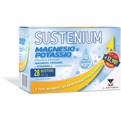 Confezione da 28 buste di Sustenium magnesio e potassio integratore salino gusto arancia