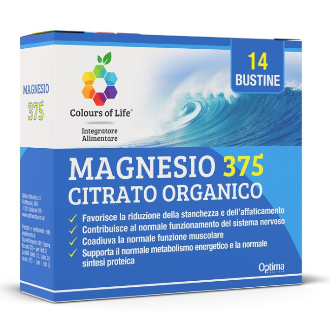 MAGNESIO 375 CITRATO ORGANICO 14 BUSTINE DA 4 G COLOURS OF LIFE MAGNESIO 375 CITRATO ORGANICO 14 BUSTINE DA 4 G COLOURS OF LIFE