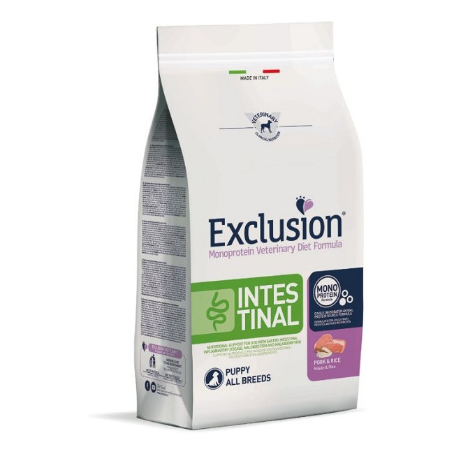 EXCLUSION MONOPROTEIN VETERINARY DIET FORMULA DOG INTESTINAL PUPPY PORK AND RICE ALL BREEDS 2 KG DRY EXCLUSION MONOPROTEIN VETERINARY DIET FORMULA DOG INTESTINAL PUPPY PORK AND RICE ALL BREEDS 2 KG DRY