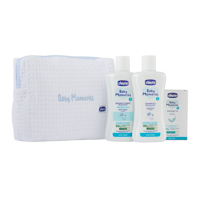 CHICCO BABY MOMENTS BEAUTY BAG ZIP AZZURRO BAGNOSCHIUMA PELLI DELICATE 200 ML + SHAMPOO PELLI DELICATE 200 ML + SAPONE SOLITO PE CHICCO BABY MOMENTS BEAUTY BAG ZIP AZZURRO BAGNOSCHIUMA PELLI DELICATE 200 ML + SHAMPOO PELLI DELICATE 200 ML + SAPONE SOLITO PE