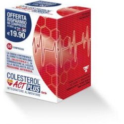 Confezione da 60 compresse di Colesterol Act plus forte integratore per il colesterolo