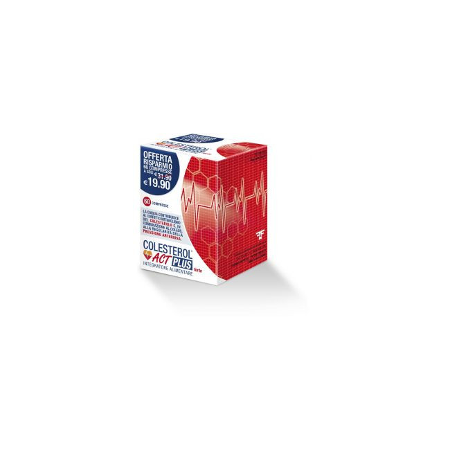 Confezione da 60 compresse di Colesterol Act plus forte integratore per il colesterolo Confezione da 60 compresse di Colesterol Act plus forte integratore per il colesterolo