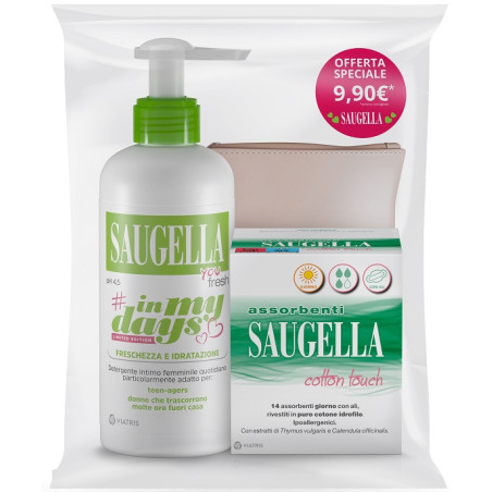 SAUGELLA IN MY DAYS BUNDLE YOU FRESH + ASSORBENTI GIORNO 14 PEZZI + PORTA ASSORBENTI SAUGELLA IN MY DAYS BUNDLE YOU FRESH + ASSORBENTI GIORNO 14 PEZZI + PORTA ASSORBENTI