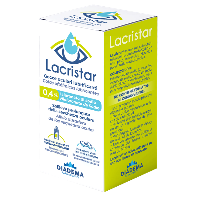 LACRISTAR GOCCE OCULARI LUBRIFICANTI 0,4% IALURONATO DI SODIO MULTIDOSE 10 ML LACRISTAR GOCCE OCULARI LUBRIFICANTI 0,4% IALURONATO DI SODIO MULTIDOSE 10 ML