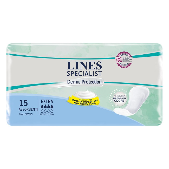 LINES SPECIALIST DERM PANNOLONE SAGOMATO EXTRA 15 PEZZI LINES SPECIALIST DERM PANNOLONE SAGOMATO EXTRA 15 PEZZI