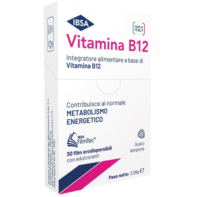 Confezione da 30 film orosolubili di Ibsa Vitamina B12 contro stanchezza e affaticamento Confezione da 30 film orosolubili di Ibsa Vitamina B12 contro stanchezza e affaticamento