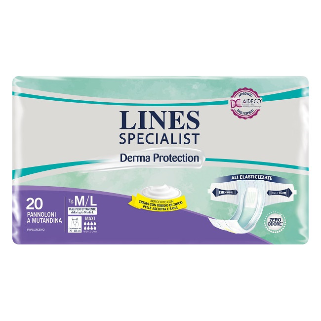 PANNOLONE A MUTANDINA LINES SPECIALIST DERMA MAXI M/L 20 PEZZI PANNOLONE A MUTANDINA LINES SPECIALIST DERMA MAXI M/L 20 PEZZI