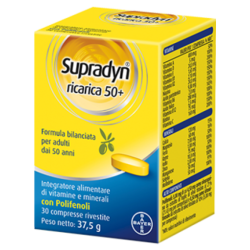 Confezione da 30 compresse di Supradyn ricarica 50+ integratore multivitaminico multiminerale