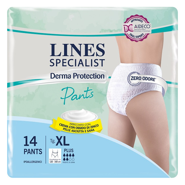 PANNOLONE PER INCONTINENZA LINES SPECIALIST DERMA PANTS PLUS XL 14 PEZZI