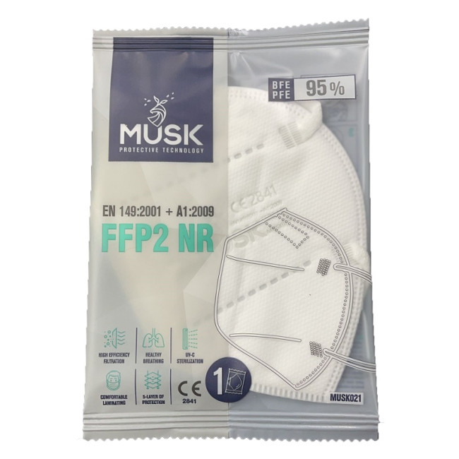 MUSK MASCHERINA FFP2 MUSK021 WHITE 10 PEZZI MUSK MASCHERINA FFP2 MUSK021 WHITE 10 PEZZI