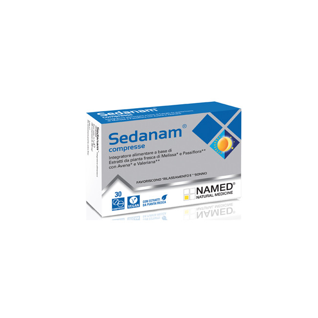 Confezione da 30 compresse di Named Sedanam integratore per il sonno ed il rilassamento Confezione da 30 compresse di Named Sedanam integratore per il sonno ed il rilassamento