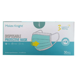MASCHERINA CHIRURGICA 3 STRATI CON ELASTICI TIPO II ADULTI MOLEX KNIGHT 50 PEZZI