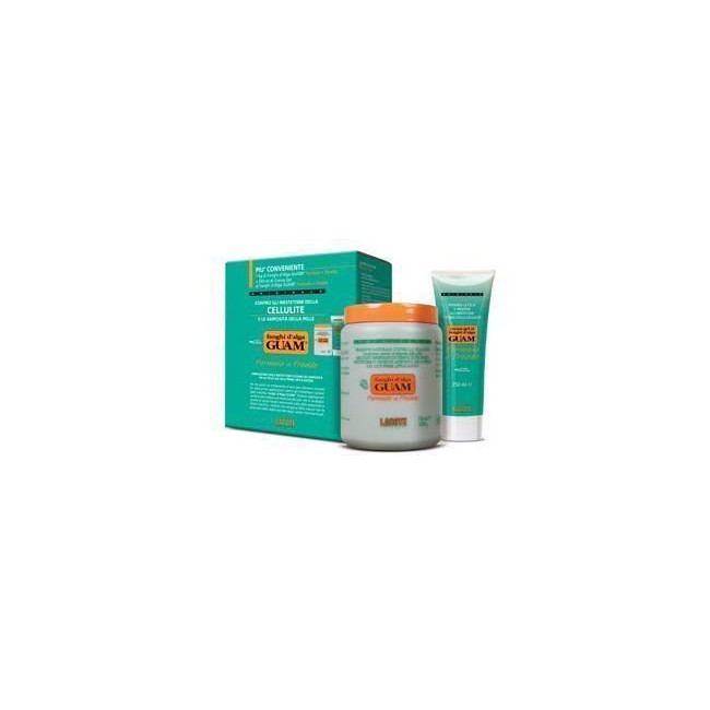 GUAM FANGHI D'ALGA CONFEZIONE CONVENIENZA FREDDA CON FANGHI D'ALGA GUAM 1 KG + CREMA GEL 250 ML FORMULA A FREDDO GUAM FANGHI D'ALGA CONFEZIONE CONVENIENZA FREDDA CON FANGHI D'ALGA GUAM 1 KG + CREMA GEL 250 ML FORMULA A FREDDO