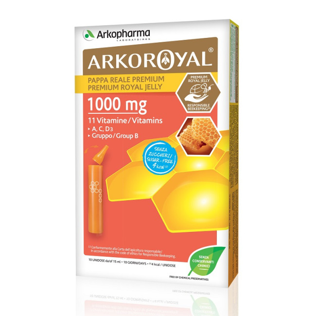 ARKOROYAL PAPPA REALE 1000 MG + VITAMINE SENZA ZUCCHERO 10 FIALE ARKOROYAL PAPPA REALE 1000 MG + VITAMINE SENZA ZUCCHERO 10 FIALE