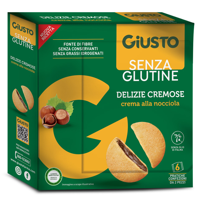 GIUSTO SENZA GLUTINE DELIZIE CREMOSE AL CACAO NOCCIOLA 180 G GIUSTO SENZA GLUTINE DELIZIE CREMOSE AL CACAO NOCCIOLA 180 G