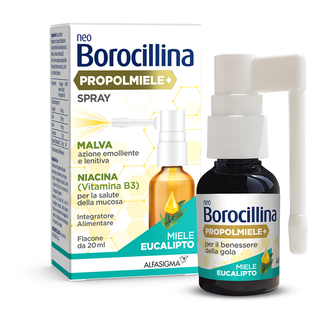 NEOBOROCILLINA PROPOLMIELE+ SPRAY MIELE EUCALIPTO 20 ML NEOBOROCILLINA PROPOLMIELE+ SPRAY MIELE EUCALIPTO 20 ML