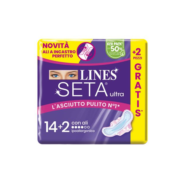 LINES SETA ULTRA ASSORBENTI ALI CP 14+2 PEZZI LINES SETA ULTRA ASSORBENTI ALI CP 14+2 PEZZI