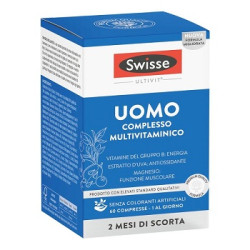 Confezione da 60 compresse di Swisse Multivitaminico Uomo integratore di vitamine.