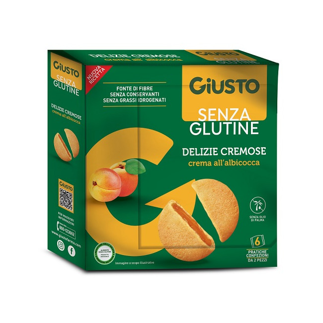 GIUSTO SENZA GLUTINE DELIZIE CREMOSE ALBICOCCA 6 CONFEZIONI DA 30 G GIUSTO SENZA GLUTINE DELIZIE CREMOSE ALBICOCCA 6 CONFEZIONI DA 30 G