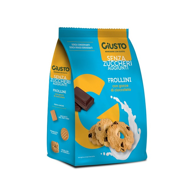 GIUSTO SENZA ZUCCHERO FROLLINI GOCCE CIOCCOLATO SENZA ZUCCHERO 350 G GIUSTO SENZA ZUCCHERO FROLLINI GOCCE CIOCCOLATO SENZA ZUCCHERO 350 G
